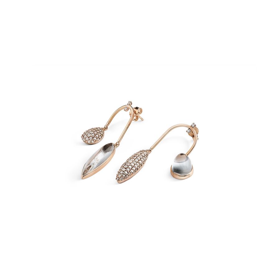 Orecchini amo curvo con pavé AURUM | OR AMO CRV SAU9R MOP BIA PV CT 1,90